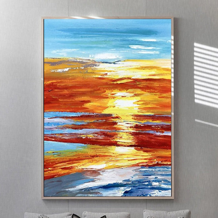 Gold Coastal, Landscape Painting Australia, Hand-painted Canvas,bharni madhubani painting,bharni style of madhubani painting,big bronze statues,big madhubani painting,big metal sculpture,big size madhubani painting,biggest art fairs,biggest art fairs in the world,biggest art fairs in us