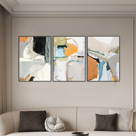 SET OF 3 ABSTRACT PAINTING,ELVES, HAND-PAINTED CANVAS