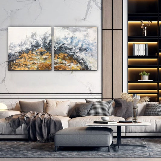Set of 2 Large Abstract Painting Australia, The Mountain Top, Hand-painted Canvas,artist krishna,artist landscape paintings,artist like salvador dali,artist limited edition prints