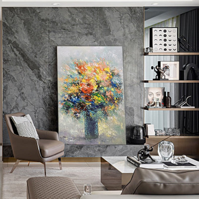 BRUNCH OF FLOWER, HAND-PAINTED CANVAS,birds madhubani painting,birth date of vincent van gogh,birthday of vincent van gogh,birthplace of vincent van gogh,hand-painted canvas, floral painting, home décor, minimalistic design, colors, brush strokes, light, airy, A Brunch of Flower, subtle, stylish