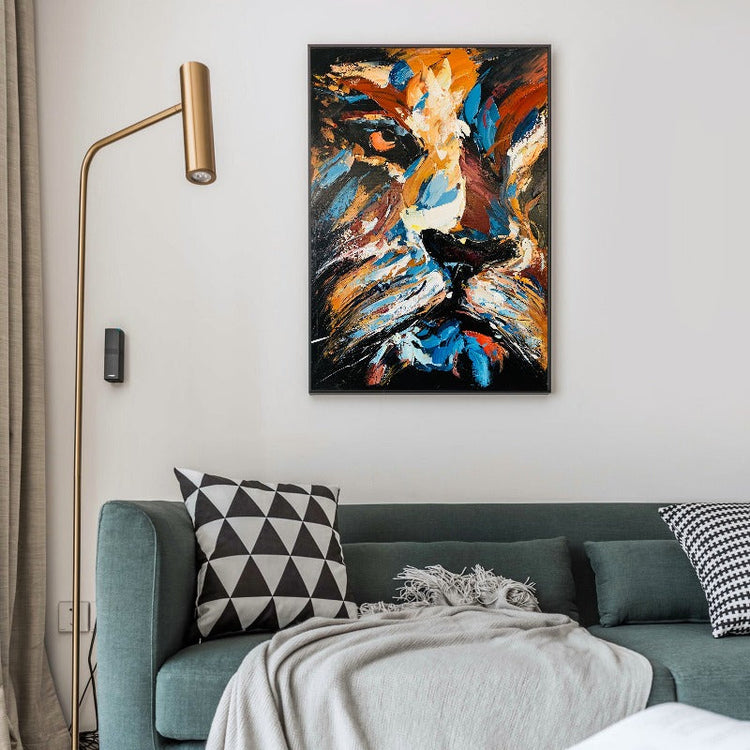 The King of Lion, Animal Painting Australia, Hand-painted Canvas,bride madhubani painting,brief history of impressionism,brisson artist,brisson painting,british art for sale,british art galleries,british artist david hockney,british artist turner,british empire artwork,british empire paintings
