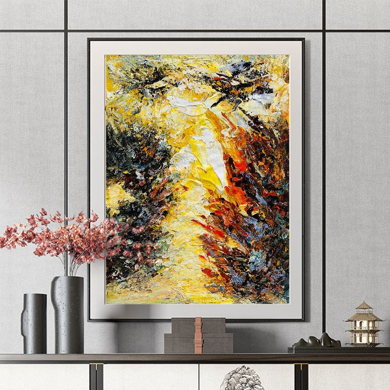 Yellow Whirlwind, Impasto-abstract Painting Australia, Hand-painted Canvas
