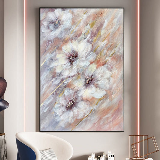 FLORAL PAINTING, WHITE FLOWER, HAND-PAINTED CANVAS,claude monet impressionism paintings,claude monet modern art style,claude monet post impressionism,claude monet short brush strokes,claude monet tate,clay artists famous,clay pottery artists,clay sculpture artists