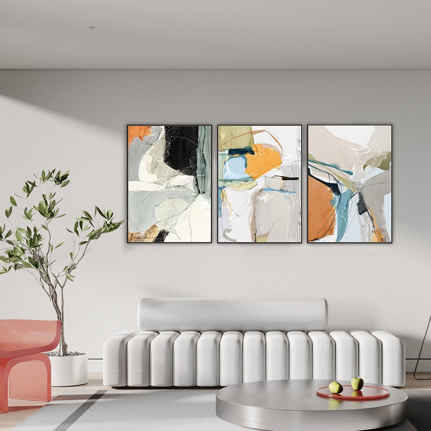 SET OF 3 ABSTRACT PAINTING,ELVES, HAND-PAINTED CANVAS
