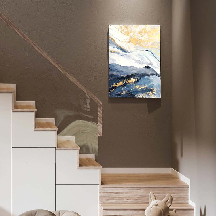 BLUE AND GOLD MARBLE PAINTING, HAND-PAINTED CANVAS,british impressionism,british impressionist painters,british landscape art,british landscape painting,british landscape paintings,british museum modern art,british museum van gogh,british painter david hockney