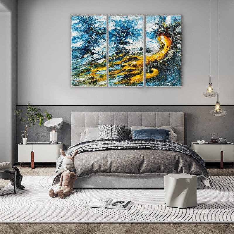 Set of 3 Impasto-abstract Painting Australia, The Chaos, Hand-painted Canvas,art work paintings,art work paintings for sale,art work photos,art work scream,,art work sketch,art work store