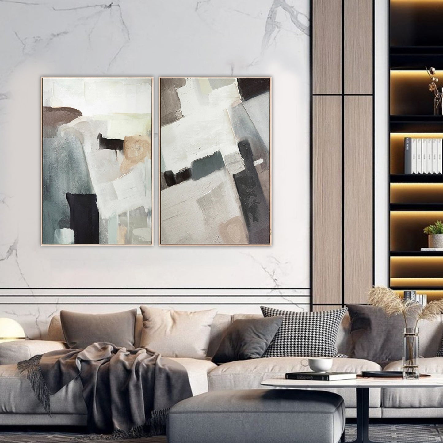 ABSTRACT PAINTING, DIM WORLD, HAND-PAINTED CANVAS