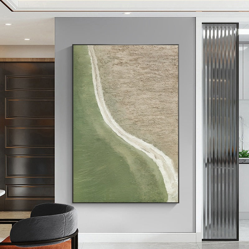 Green Wave, Minimalist Painting Australia, Hand-painted Canvas,attractive pencil drawing,aua abstract,auction my art,auction your art,audrey hepworth,auerbach art