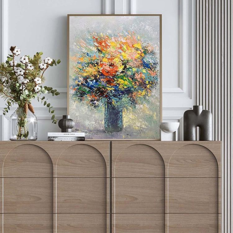 BRUNCH OF FLOWER, HAND-PAINTED CANVAS,birds madhubani painting,birth date of vincent van gogh,birthday of vincent van gogh,birthplace of vincent van gogh,hand-painted canvas, floral painting, home décor, minimalistic design, colors, brush strokes, light, airy, A Brunch of Flower, subtle, stylish