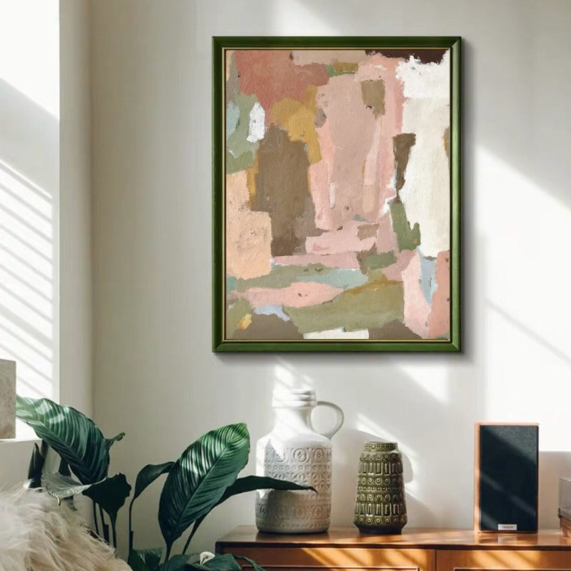 Oasis, Abstract Painting Australia, Hand-painted Canvas,typically including land features such as mountains, hills, rivers, trees and often including the sky.