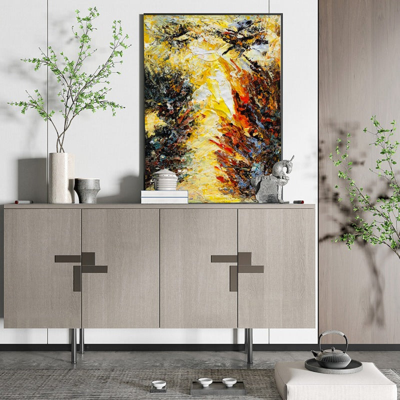 Yellow Whirlwind, Impasto-abstract Painting Australia, Hand-painted Canvas
