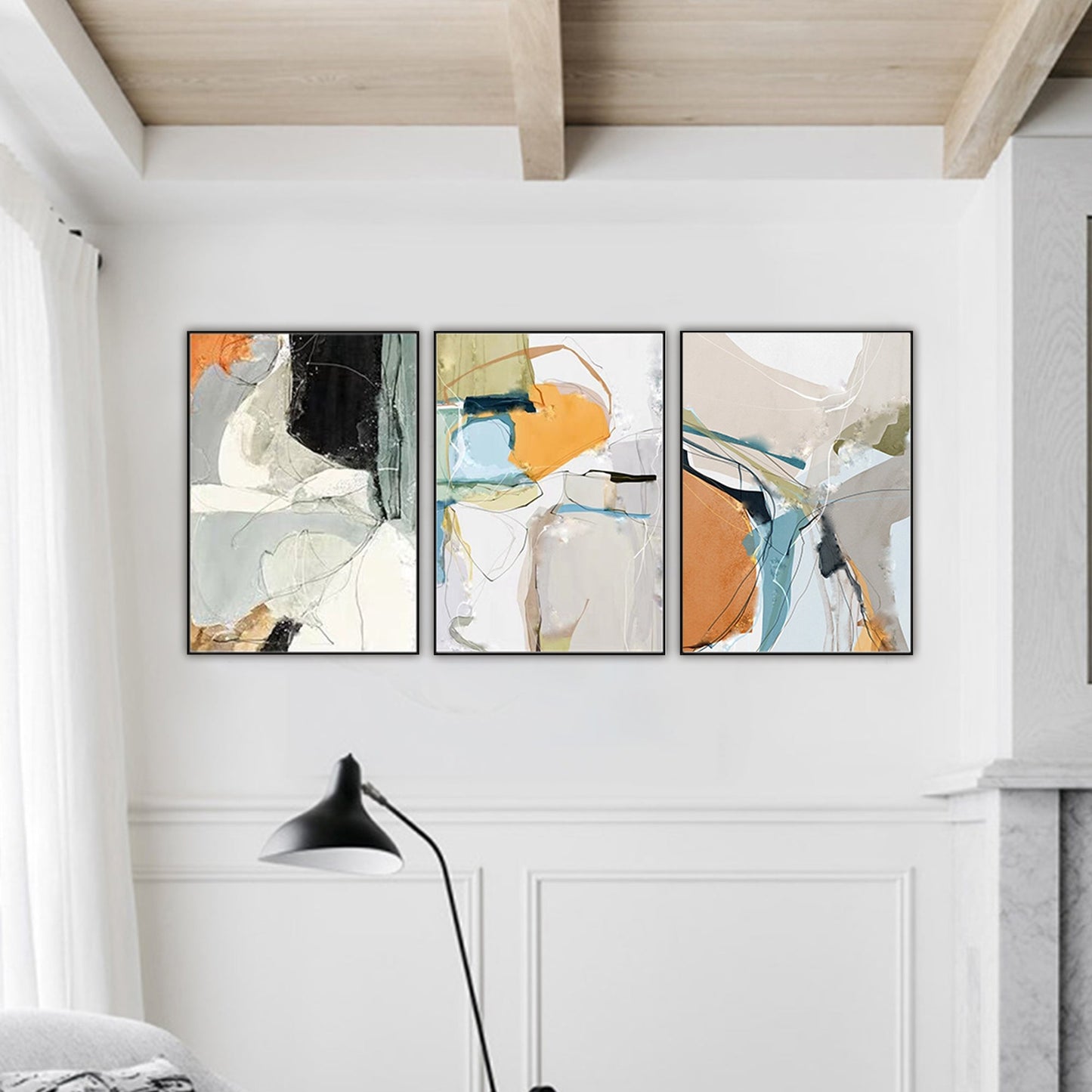 SET OF 3 ABSTRACT PAINTING,ELVES, HAND-PAINTED CANVAS