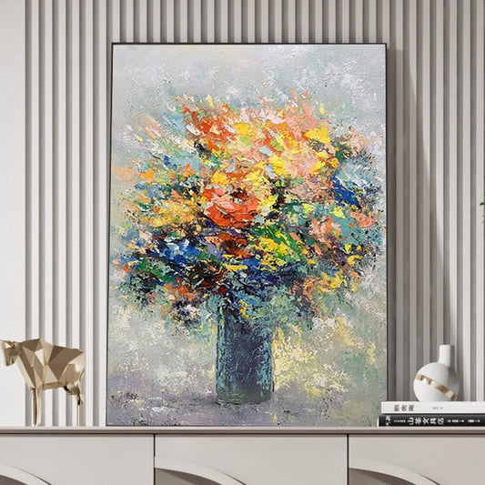 BRUNCH OF FLOWER, HAND-PAINTED CANVAS,birds madhubani painting,birth date of vincent van gogh,birthday of vincent van gogh,birthplace of vincent van gogh,hand-painted canvas, floral painting, home décor, minimalistic design, colors, brush strokes, light, airy, A Brunch of Flower, subtle, stylish