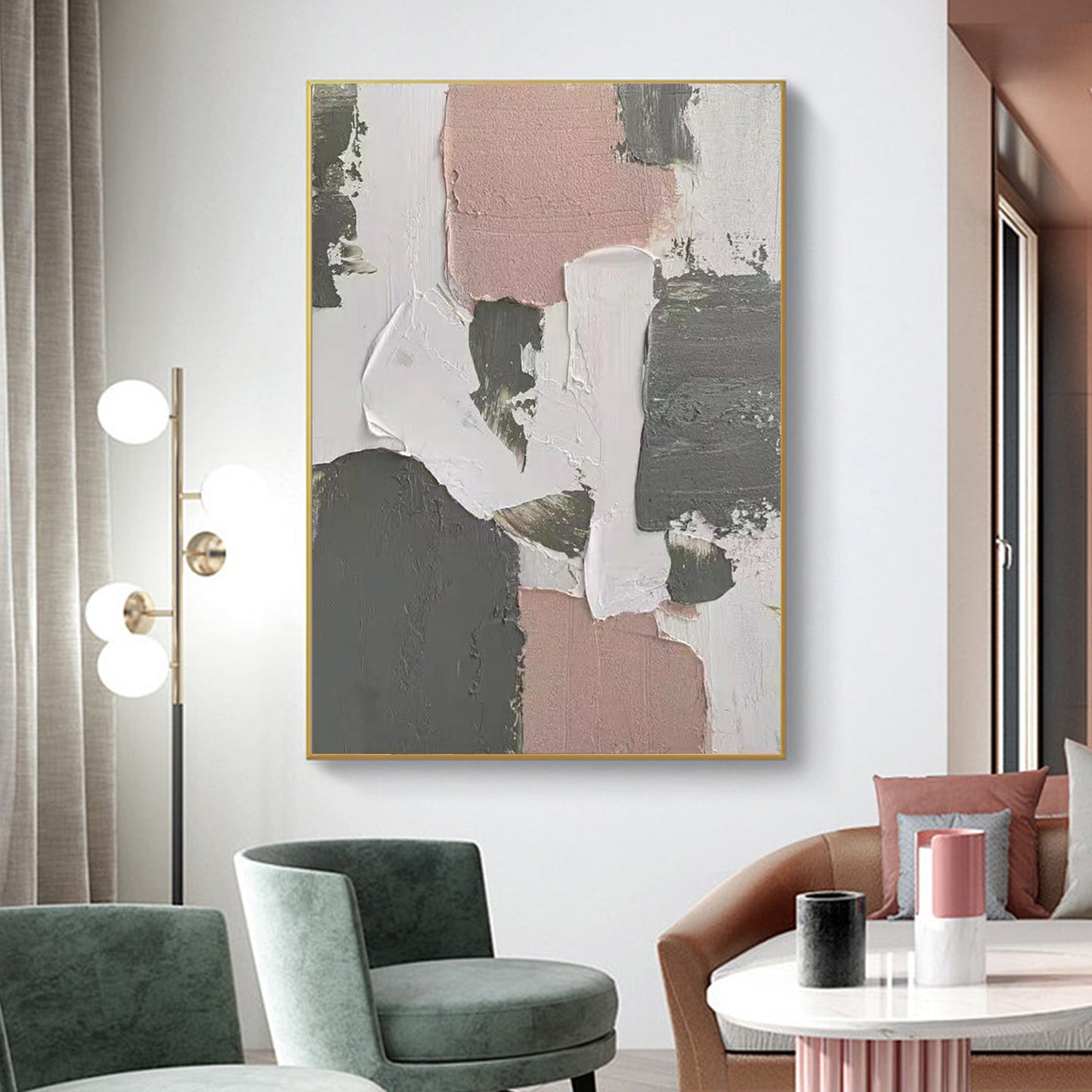 ABSTRACT PAINTING, BEAUTY AND THE BEAST, HAND-PAINTED CANVAS