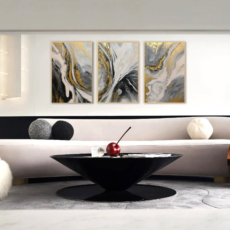 Set of 3 Marble Painting Australia, Grey and Gold Hand-painted Canvas,art residencies in europe,art residencies new york,art residencies usa,,art residency france,art residency in europe