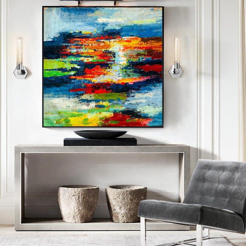 Peaceful Lake, Landscape Painting Australia, Hand-painted Canvas,best kinetic sculptures,best korean photographers,best la galleries,best landscape painters