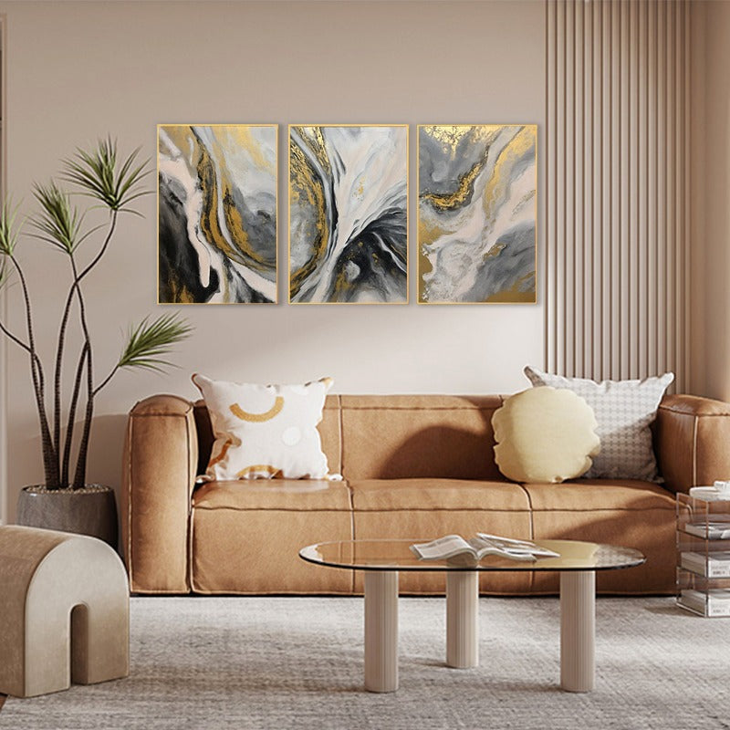 Set of 3 Marble Painting Australia, Grey and Gold Hand-painted Canvas,art residencies in europe,art residencies new york,art residencies usa,,art residency france,art residency in europe
