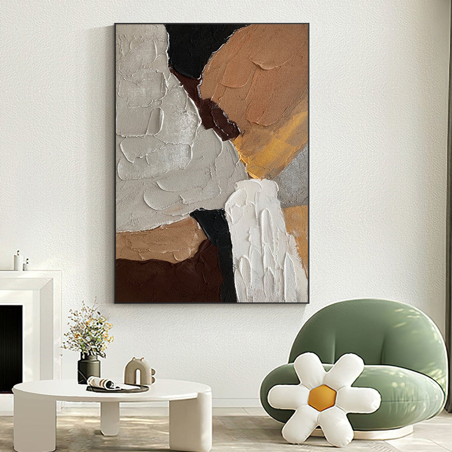 HAND PAINTED CANVAS, SWIRL , MINIMALIST PAINTING