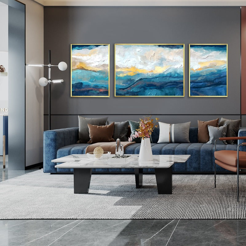 Set of 3 Abstract Painting, Cool Tone, Hand-painted Canvas,artist and their works during impressionism era,artist and their works during the impressionism era,,artist and their works in impressionism era,artist art gallery,artist art prints