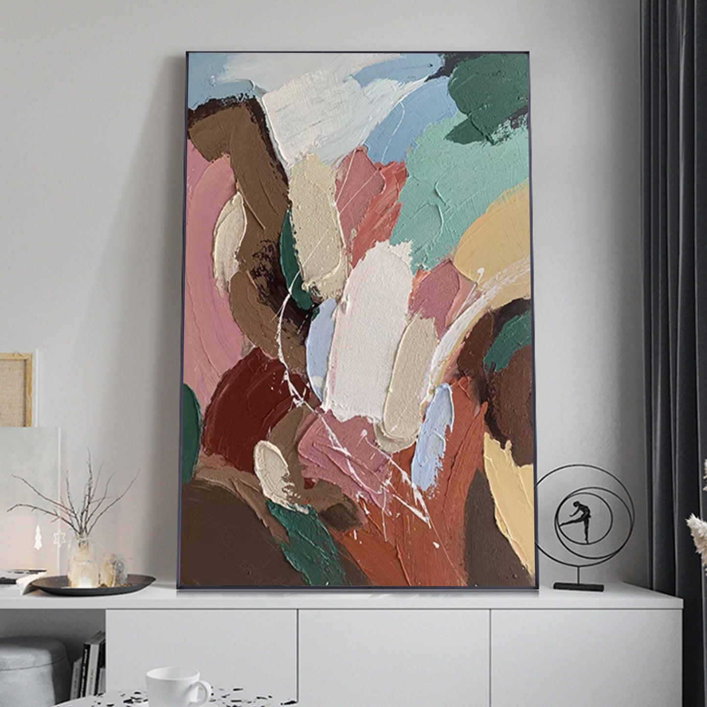 ABSTRACT PAINTING, DANCING ELF , HAND-PAINTED CANVAS