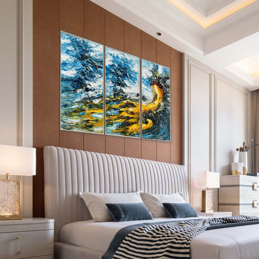 Set of 3 Impasto-abstract Painting Australia, The Chaos, Hand-painted Canvas,art work paintings,art work paintings for sale,art work photos,art work scream,,art work sketch,art work store