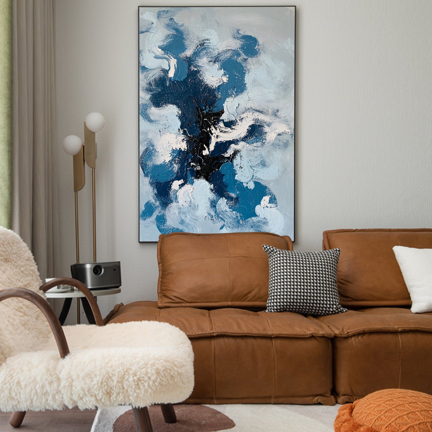 The Cloud, Abstract Painting Australia, Hand-painted Canvas,black white oil painting,black white painting abstract,black white pencil drawings,black white pink wall art,black white yellow wall art,blue abstract paintings,blue and black painting,blue and red paintings