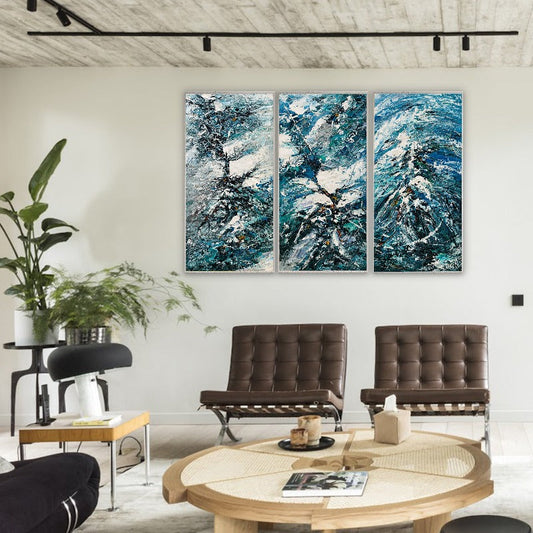 Set of 3 Impasto-abstract Painting Australia, The Tempest, Hand-painted Canvas,art with painting,art with small dots,art work by vincent van gogh,art work london,art work of vincent van gogh