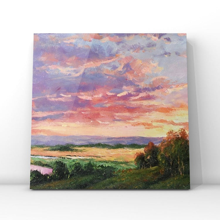 LANDSCAPE PAINTING, PINK SUNSET, HAND-PAINTED CANVASPink Sunset, Landscape Painting Australia, Hand-painted Canvas,best contemporary figurative painters,best contemporary painters 2020,best contemporary watercolor artists