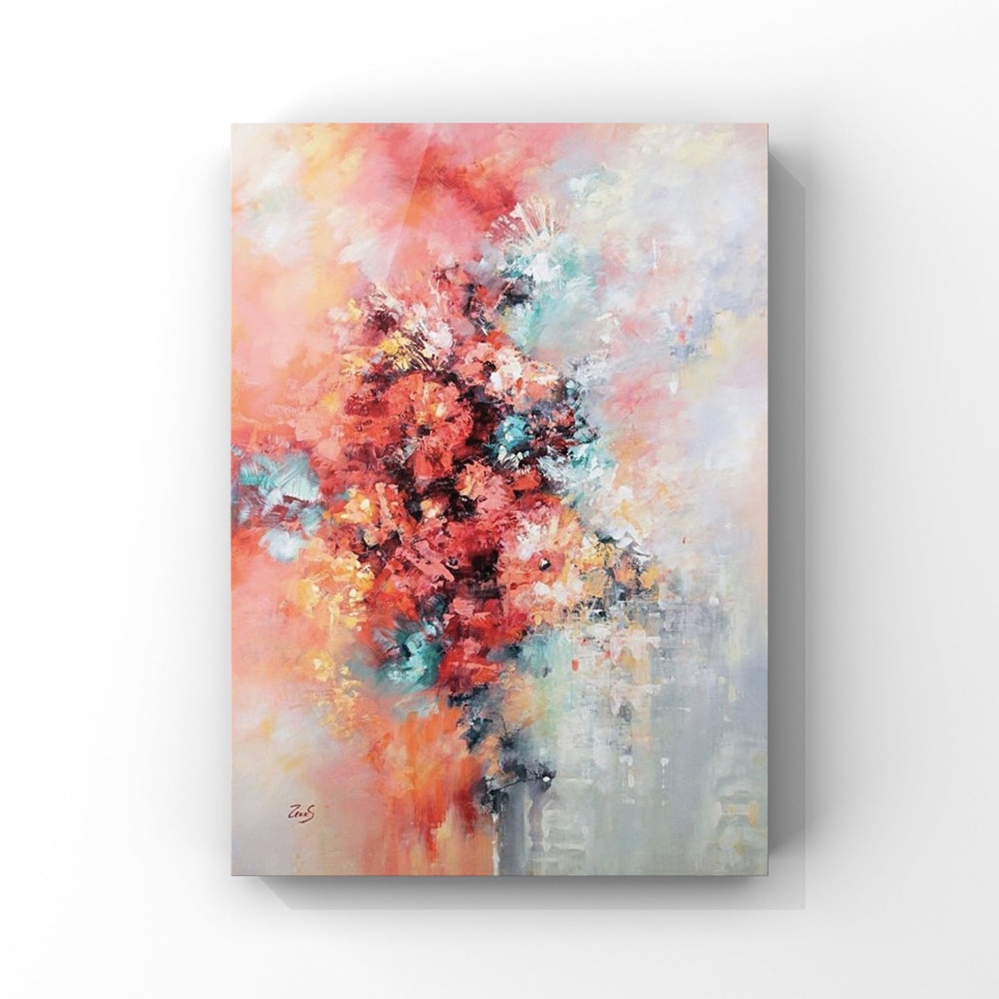 FLOWER PAINTING, ABSTRACT PINK FLOWER, HAND-PAINTED CANVAS,color and light impressionism,color and light of impressionism,color impressionism,color of impressionism,colorful abstract canvas,colorful abstract paintings on canvas,colorful art,colorful art abstract,colorful madhubani art