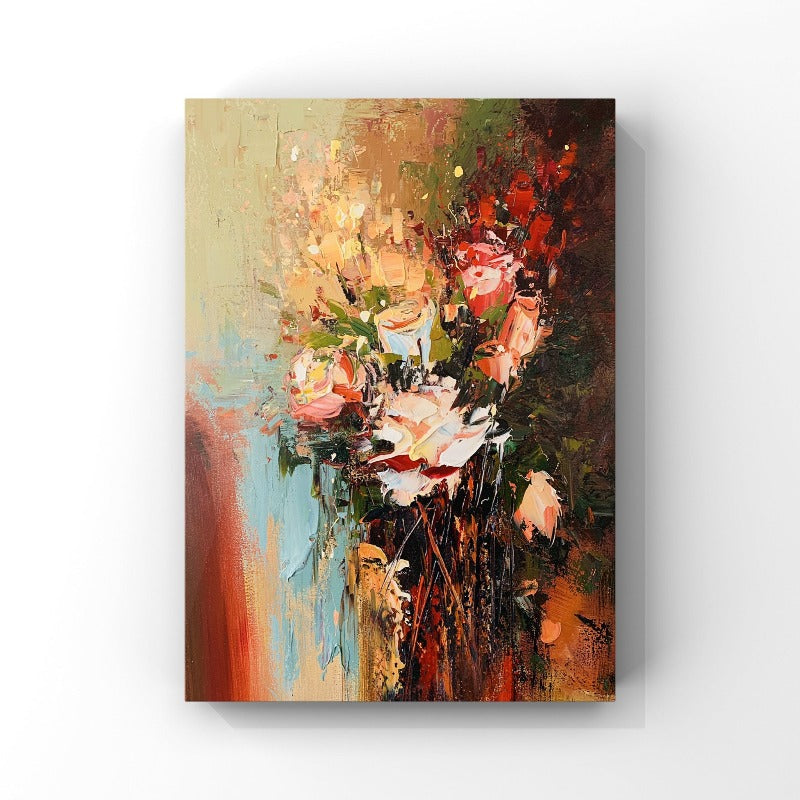 Pink Rose, Impressionism Flower Painting Australia, Hand-painted Canvas