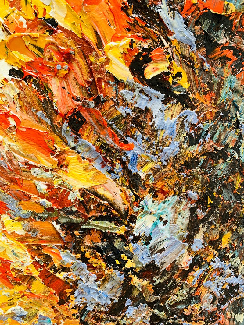 Yellow Whirlwind, Impasto-abstract Painting Australia, Hand-painted Canvas