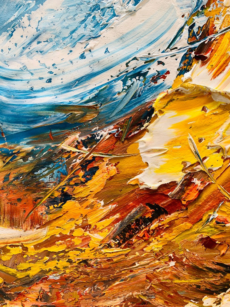 Volcano, Impasto-abstract Painting Australia, Hand-painted Canvas