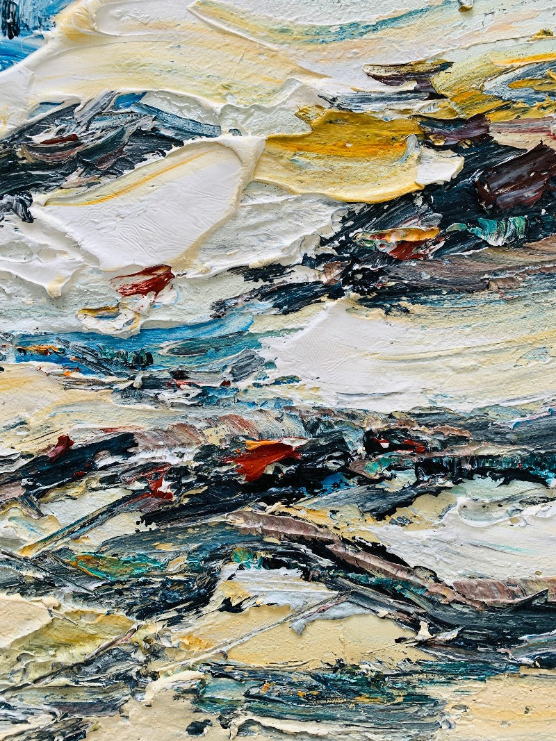 The Waterfall, Impasto-abstract Painting Australia, Hand-painted Canvas