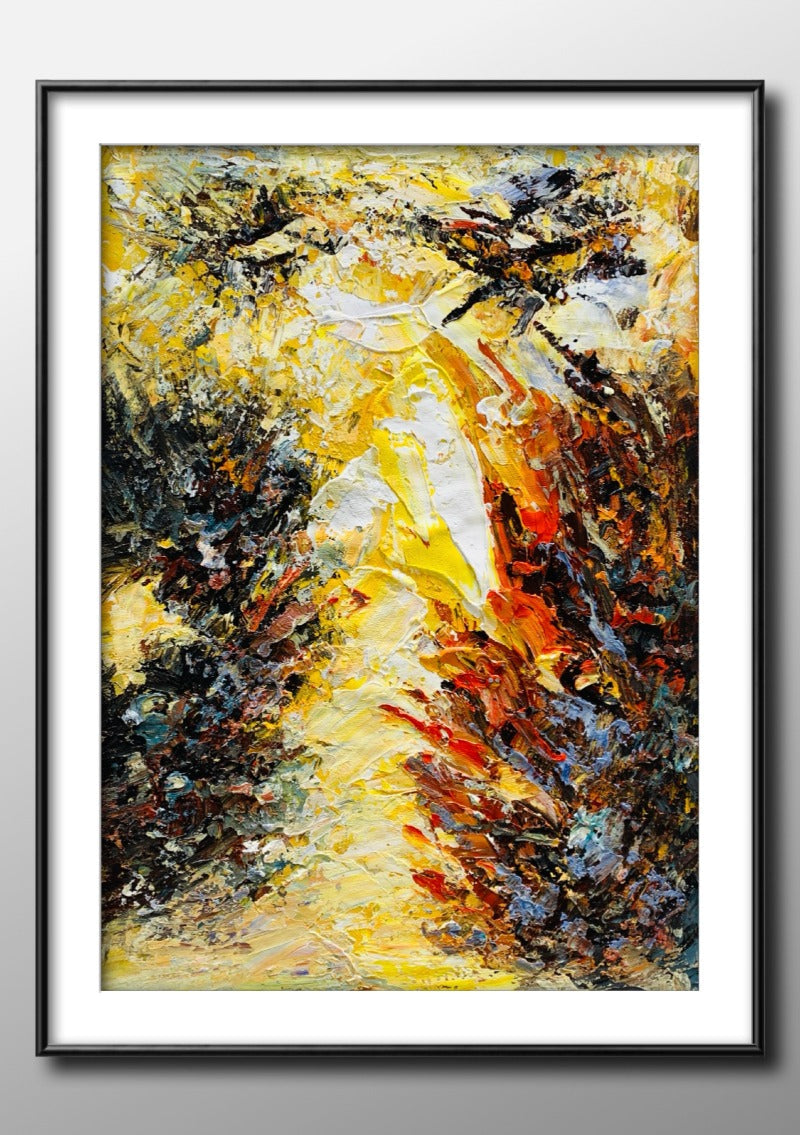 Yellow Whirlwind, Impasto-abstract Painting Australia, Hand-painted Canvas
