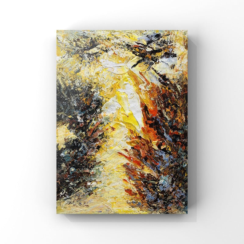 Yellow Whirlwind, Impasto-abstract Painting Australia, Hand-painted Canvas