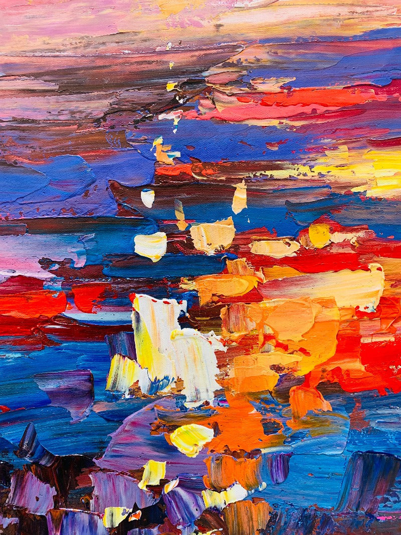 Golden Sunset, Impressionism Painting Australia, Hand-painted Canvas