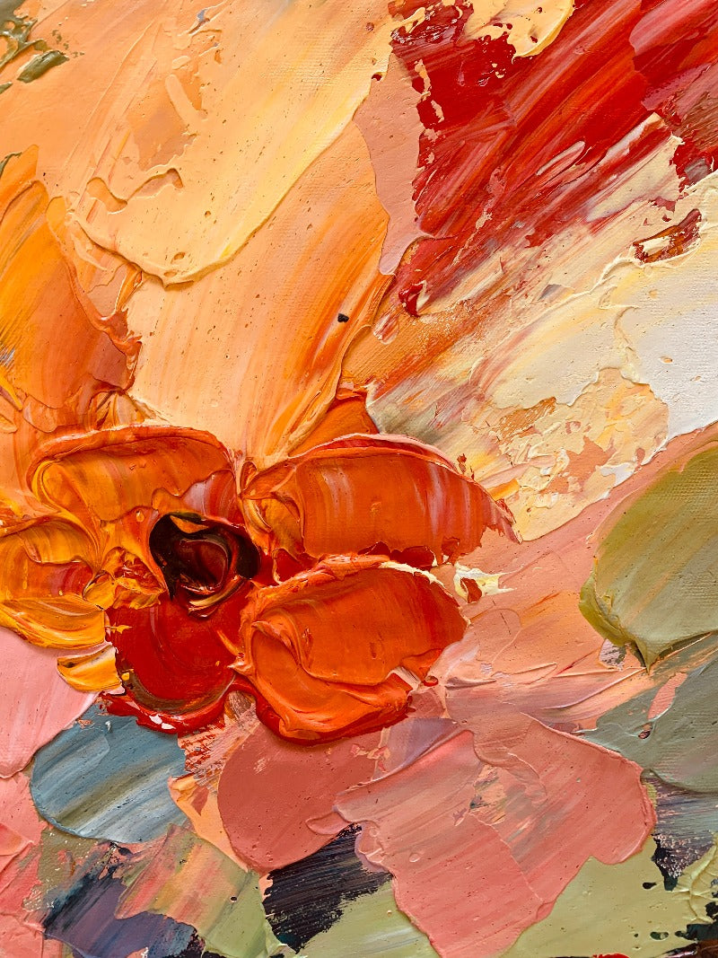 Dream Garden, Impressionism Flower Painting, Hand-painted Canvas