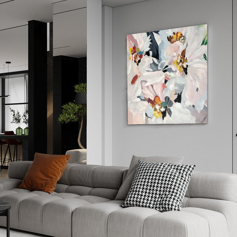 Rose Gold Flower Painting, Impressionism Floral Painting Australia, Hand-painted Canvas