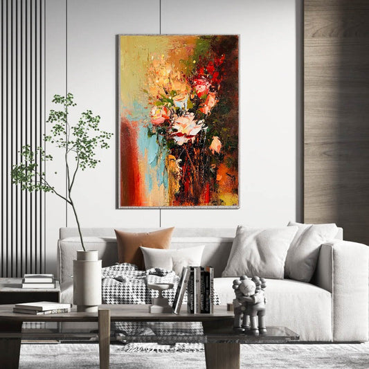 Pink Rose, Impressionism Flower Painting Australia, Hand-painted Canvas