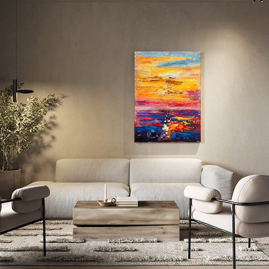 Golden Sunset, Impressionism Painting Australia, Hand-painted Canvas