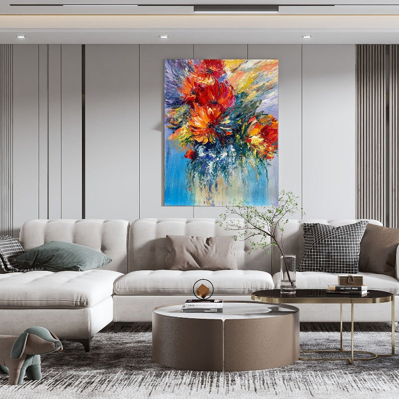 Colorful Floral Painting Australia, Red Flower Painting, Hand-painted Canvas,buy van gogh,buy vincent van gogh paintings,buy wall art india,buy wall art online australia,buy wall art online canada,buy wall art online india,buy wall paintings online india,buy wall pictures online,buy wall sculpture