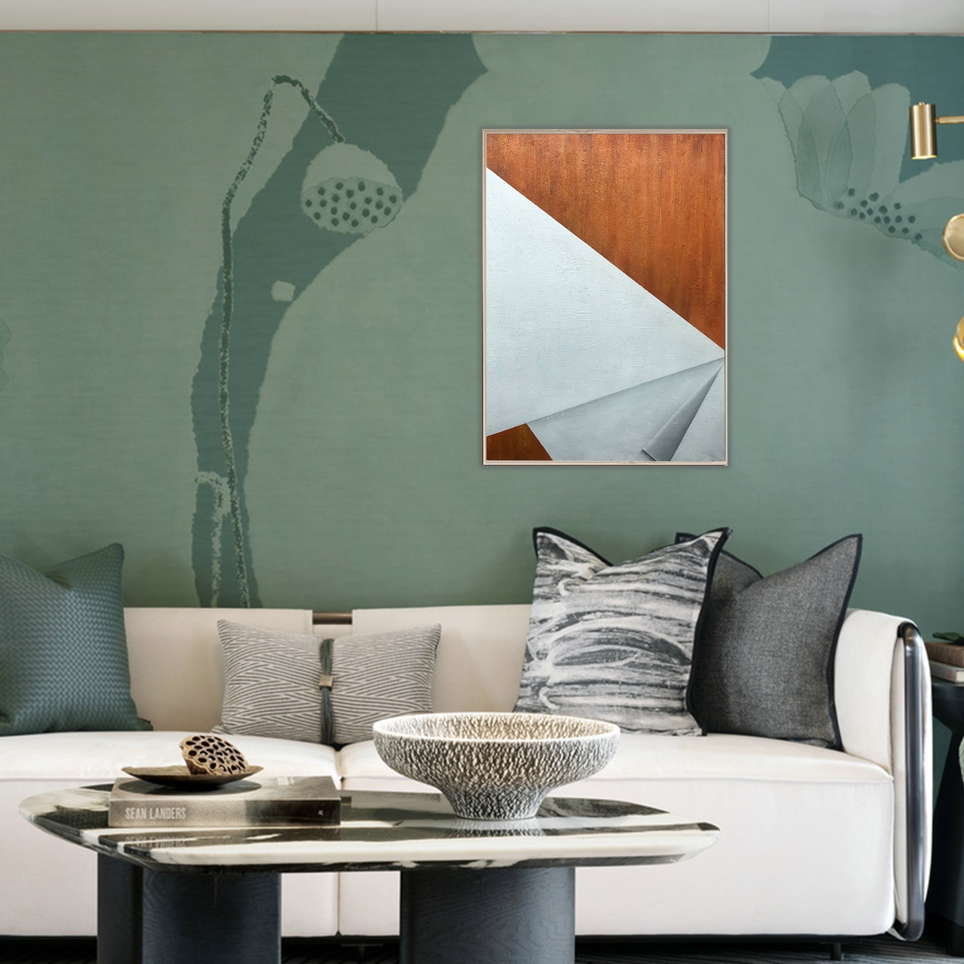 Orange Geometry, Minimalist Painting Australia, Hand-painted Canvas,artists that do abstract art,artists that use clay,,artists that use watercolor