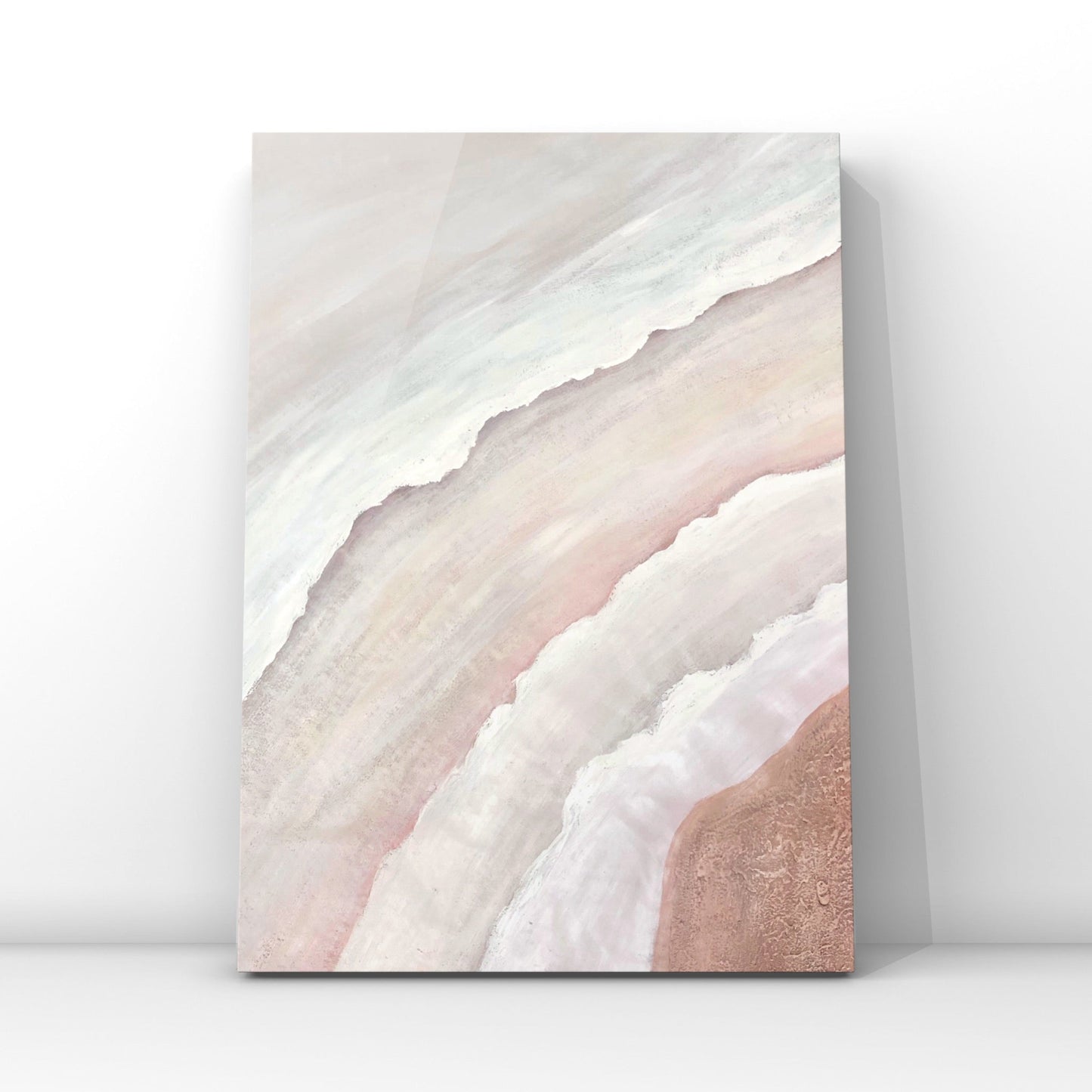 PINK LAKE, MINIMALIST PAINTING, HAND-PAINTED CANVAS