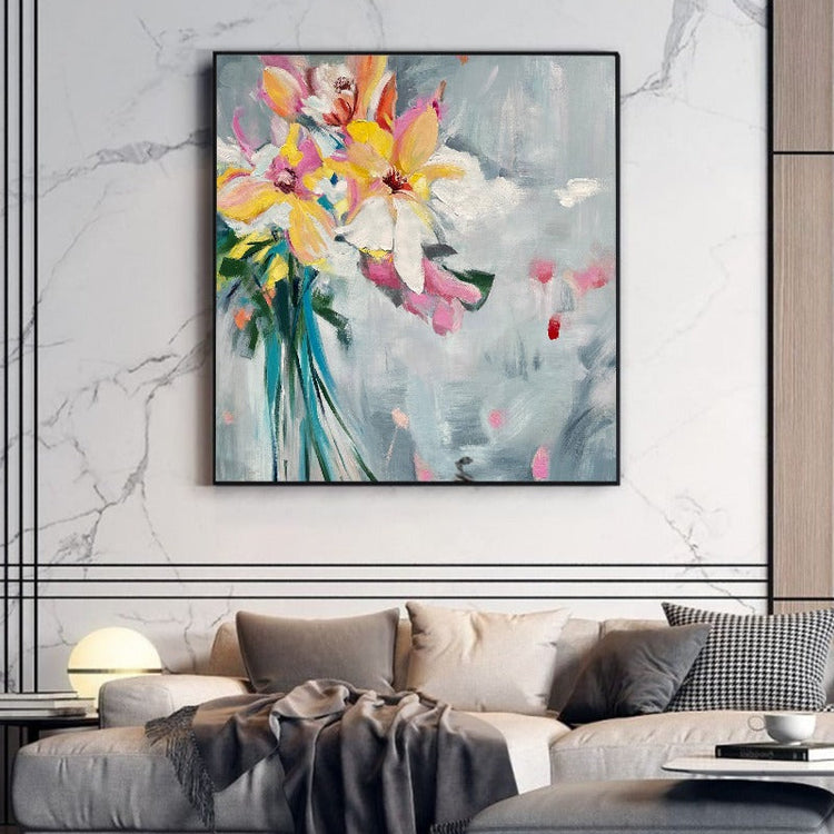 Set of 2 A Bunch of Flower Painting Australia, Hand-painted Canvas,artist contemporary painting,artist curation,artist damien hirst,artist david hockney paintings,,artist dumas
