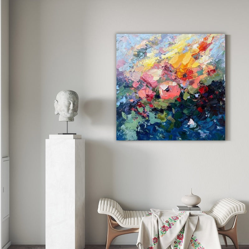 Dream Garden, Impressionism Flower Painting, Hand-painted Canvas
