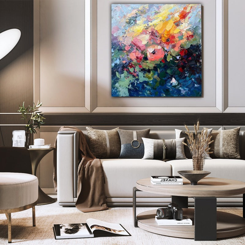 Dream Garden, Impressionism Flower Painting, Hand-painted Canvas