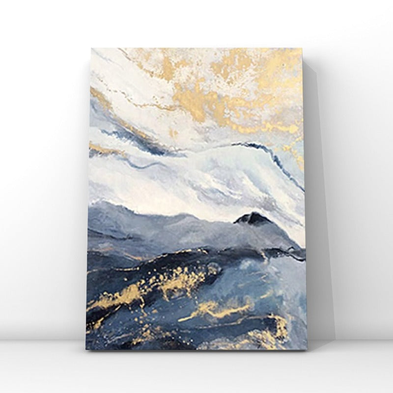 BLUE AND GOLD MARBLE PAINTING, HAND-PAINTED CANVAS,british impressionism,british impressionist painters,british landscape art,british landscape painting,british landscape paintings,british museum modern art,british museum van gogh,british painter david hockney