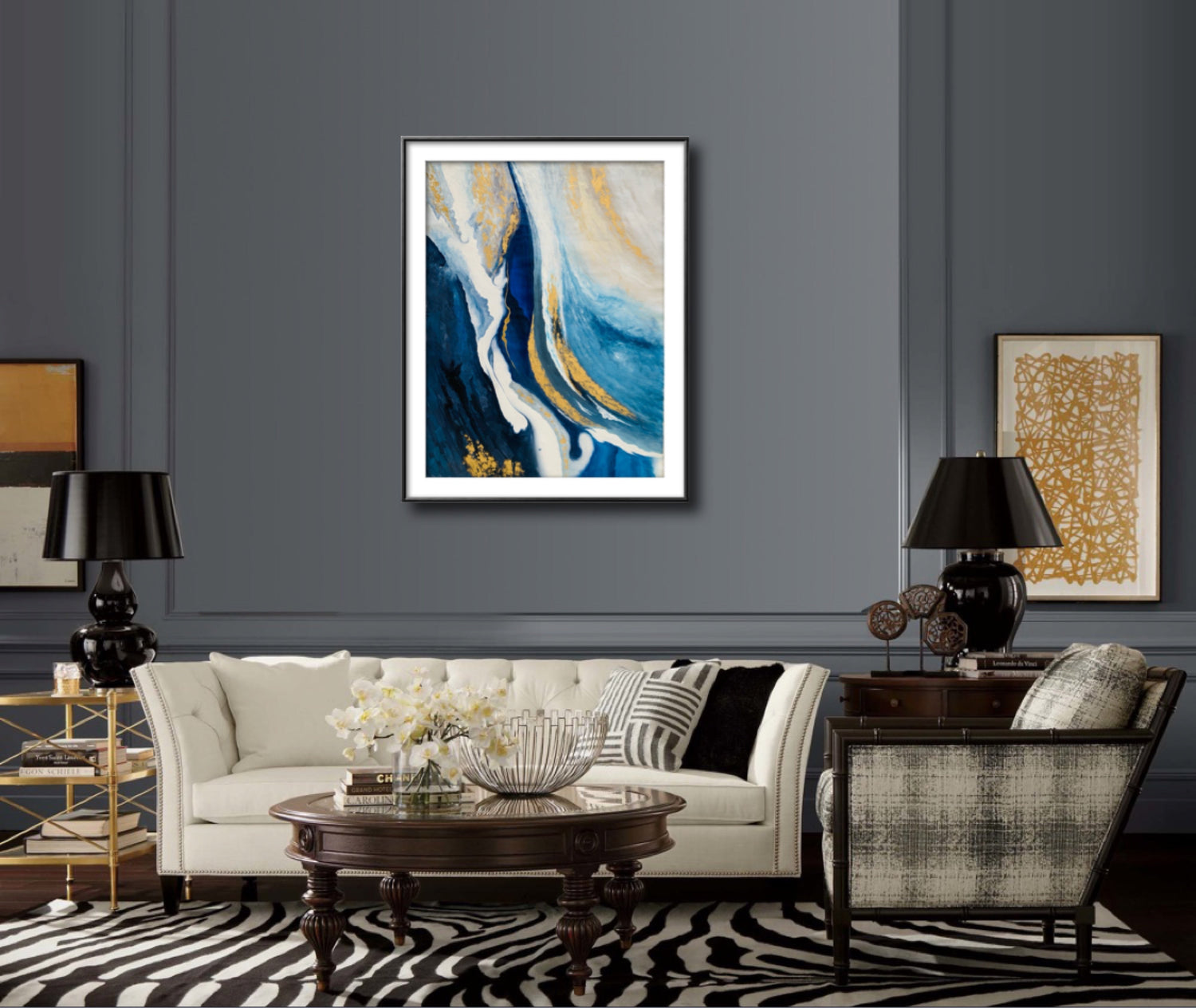 Impressionist Marble Painting | Hand-Painted Canvas | EKM Art Studio