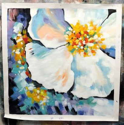 Abstract Watercolour Painting for White Flower: Bedroom Wall Art