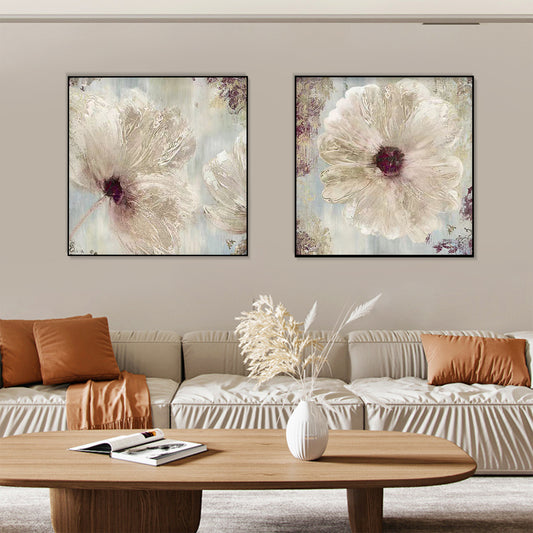 SET OF 2 BLOOM FLOWER, HAND-PAINTED CANVAS, FLOWER PAINTING